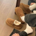 2024Uued Naiste Kingad Talvised Pl&uuml;&uuml;sist Soojad Puuvillased Kingad Moodsad Suede Vabaajajalatsid Naistele Pealepandavad Loaferid Karusnahast Kingad Zapatos Mujer 35 tumepruun v&auml;rv