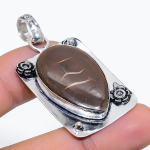 Mud Crack Fossil handmade 925 Steling Silver Jewelry Pendant 2.05 W5a64