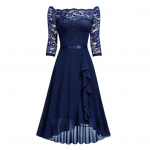 Seksikas &otilde;htukleit avatud &otilde;lgadega, taljet r&otilde;hutav midi-kleit pitsiga, pool L tumesinine v&auml;rv