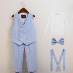 Laste vestikomplekt Kevad Uus Mood Ruuduline Briti Stiil Peremehe Esinemiskost&uuml;&uuml;m Lillepoiss Pulmakost&uuml;&uuml;m Beebi S&uuml;nnip&auml;ev Ametlikud Riided 90cm