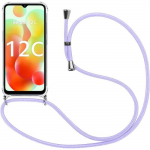 Coque bandouli&egrave;re pour redmi 12c - 11a coins renforc&eacute;s anti-rayure souple + bandouli&egrave;re violet