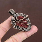 Red Titanium Druzy Handmade Copper Wire Wrap Pendant 2.44 i3u89