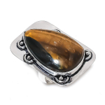 Tiger Eye Handmade 925 Sterling Silver Jewelry Ring Size 6.5 k4g19