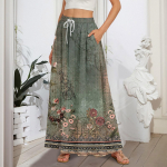 Naiste lendlevad volangidega &auml;&auml;ris, joonega maksiseelikud elastse v&ouml;&ouml;kohaga elegantsed mitmekihilised Boho pikad seelikud L