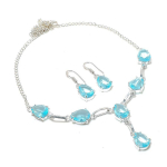 Blue Topaz Handmade 925 Sterling Silver Jewelry Set i6k52