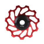 Jalgratta tagumine k&auml;iguvahetaja rullik Punane 11T Alumiiniumsulam Jalgratta keraamilise laagri rattarullik m&auml;girattale