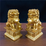 2 tk Hiina l&otilde;vi Buddha kuju pronksist kaunistused kunstlik jademarmor Fu Foo koerad skulptuur kujukesed kujud kodu kaunistus kuld