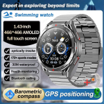 2025 Uus GPS nutikell meestele Bluetooth k&otilde;ne 100+ sporti GPS j&auml;lgimiskellad H&auml;&auml;lassistent Veekindel nutikell Androidile iOSile Steel Belt B h&otilde;be