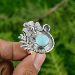 Kingitus Talle Naturaalne Larimar Mitmekiviga Lille Reguleeritav S&otilde;rmus 925 H&otilde;be Adjustable