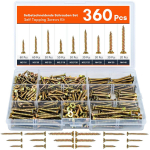 360 tk s&uuml;vistatud peaga isepuuruv puidukruvide komplekt 340/400 tk kiudnael puit metallkruvi 360pcs Fiber Nails