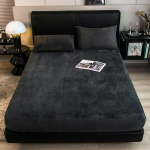 Talvine Soe Pl&uuml;&uuml;sist Frotee Elastne Voodilina Madratsikate Kohev Sametfliis Voodipesu Paar Termiline Kahekohaline Voodi King Size 180x200 cm Only Sheet tumehall v&auml;rv