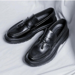 Meeste Klassikalised Nahkkingad &Auml;ri Platvorm Loaferid T&ouml;&ouml; Meeste Peokingad Uus Suures Suuruses Zapatos De Vestir Hombre 44 must
