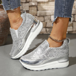 H&otilde;bedased litrid kiiltossud Naiste Moodsad paksu p&otilde;hjaga vulkaniseeritud jalan&otilde;ud, naiste uus k&otilde;rgust suurendavad vabaajajalatsid 42 42