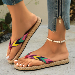 Moodsad naiste sussid Trend Anti Slip Kulumiskindlad sandaalid Pl&auml;tud Mugavad pehme tallaga Etniline stiil Lamedad sussid Klipid naised 36 kollane