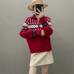 Qinghe 100% puhas ka&scaron;miir naiste kampsun - &Uuml;lipehme luksuslik talvine pullover F punane