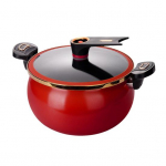 Mittenakkuv keraamilise kattega supipott kaanega 7L Kiiresti k&uuml;psetav aeglane pliit Mikro-survekeetja Mitmek&uuml;lgne k&ouml;&ouml;gin&otilde;u pliidile punane