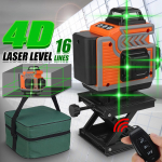 4800mAh IP54 16 joone lasernivelliir 4D isetasanduv 360 horisontaalne ja vertikaalne rist superv&otilde;imas roheline lasernivelliir rakenduse juhtimine 8 Lines oranž