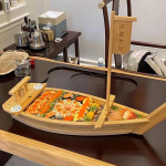 Wooden Sushi Boat Plate Multipurpose Simple to Clean Serving Board for Birthday Parties Home 70x24cm