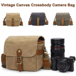 Professionaalne peegelkaamera messenger-kott veekindel crossbody &otilde;lakott Canonile, Nikonile, Sonyle, polsterdatud sektsiooniga khaki
