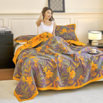 Kahekihiline puuvillane marlpleed &ndash; pikkade kiududega puuvillane uinakuks ja voodikatteks 230*250 Single Towel Blanket
