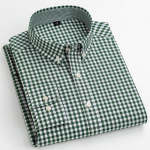 Mees Standard-Fit pikkade varrukatega Micro-Check s&auml;rgid Patch Pocket &otilde;huke pehme 100% puuvill valge/punane joontega ruuduline vabaaja mitmek&uuml;lgne s&auml;rk XL roheline