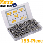 Stainless Steel  M3 M5 M6 M8 M10 ert Threaded Insert Riv Assortment Kit 199 Pieces One Size