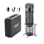 HiBREW H4B Juhtmevaba Kaasaskantav 3-&uuml;hes Espresso Kohvimasin - 15 baari r&otilde;hk - 2200 mAh Laetav Aku - 3 laadimiskaablit roheline