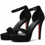 2024 Uued Suvised Naiste 12 cm K&otilde;rged Kontsad 2 cm Platvorm Suede Must Sandaalid Daami Stiletto Kontsad Rihmadega Sandaalid Moelava Fetish Kingad 34 must