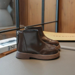 Uued laste platvormsaapad, &uuml;hev&auml;rvilised, vabaaja, t&uuml;drukute, kevad-s&uuml;gis, nahast saapad, moodsad, mitmek&uuml;lgsed, laste, mustad l&uuml;hikesed saapad 23 pruun