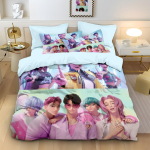 Anime Demon Hunters Zoey Mira Voodipesu Komplekt T&uuml;druku Kingitus Tekikott Lastele Teismelistele T&auml;iskasvanutele &Uuml;he-, Kahe-, King-suuruses 100x135cm-2pcs gray