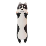 Huskylik pl&uuml;&uuml;snukk Pehme t&auml;idisloom 110/130 cm pikk Kohev koerakujuline padi Dekoratiivne looma kuju padi v&ouml;&ouml;- ja seljatoeks 110cm white