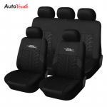 AUTOYOUTH Car Seat Covers Set Universal Fit Most Car covers with Tire Track Detail Styling Car Seat Protector Four BLACK-2PCS