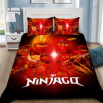 Tekikate Multikas M&auml;ngupadi Voodipesu Komplekt Poiss T&uuml;druk Magamistoa Kaunistus Poisid-N-Ninjago-Kingitus &Uuml;he-Kahekohaline Suur Suurus EU Single(135*200cm)3pcs