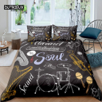 Kodu elamine Luksuslik 3D muusikakomplekt Voodipesukomplekt T&uuml;drukute tekikate komplekt Padjap&uuml;&uuml;rid Laste voodipesu komplekt Queen ja King EL/USA/AU/UK suurus EU Single(135*200cm)3pcs