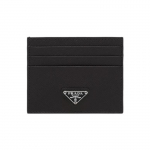 Prada Metallkolmnurkne Logo Kuuepesaga Nahast Kaardihoidja Naiste Kaardihoidja Must 1MC025_QHH_F0632 Gift Set(Basic Set+Box+Shopping Bag)