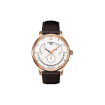 Tissot Elegance Series Kvartsmehhanismiga 30 M Veekindel Kell 42 mm Valge sihverplaadi Roostevabast terasest PVD-kattega korpus Nahast rihm T063.637.36.037.00 Rose Gold
