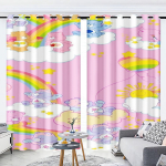 Vikerkaar Karu Multikas Kardin Akna Kaunistus Care Bears Pol&uuml;ester P&auml;evakardinad Magamistuba Elutuba Kodu Tahvelid Komplektid T&auml;iuslik Piirkonnale W100*H130(CM)-Hooks&2PCS pink