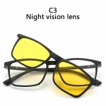 6 in 1 Polarized Myopia P&auml;ikeseprillid Meeste Naised Magnetklambriga prillid TR90 Optical Receptprillide raamid -0,5 ~ -10 -225(-2.25) yellow
