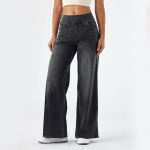 Vabaajakad Laiad teksap&uuml;ksid Naiste Elastne V&ouml;&ouml;koht Lai Jalg Elegantne Kitsa L&otilde;ikega Denim P&uuml;ksid Ameerika Retro Denim Palazzo P&uuml;ksid 4XL tumehall v&auml;rv
