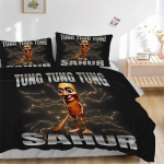Tung Tung Sahur Voodipesukomplekt - 3-osaline tekikott Kingitus magamistuppa, ei sisalda t&auml;itematerjaliB122 135x200cm