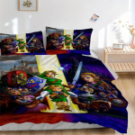 Legend of Zelda: Ocarina of Time Voodipesukomplekt Tekikate Kingitus Magamistuppa, Sisaldab 1 Tekikatet ja 2 Padjap&uuml;&uuml;ri, T&auml;idisetaB234 140x200cm