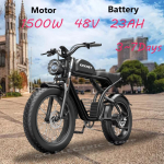 Kickwey K7 Elektrijalgratas 1500W 48V 23ah M&auml;gi-elektrijalgratas 20-tolline Paks rehv V&auml;ljas&otilde;idud Maastiku-elektrijalgratas 1500W 48V 23AH must