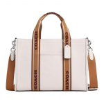 COACH k&auml;ekott Smith 34 Logo Logo Peen Krokodillimustriga Rihm Nahast Totes Kott Totes Kott Ostukott &Otilde;lakott Crossbody Suur Naiste H&otilde;bedane ja Kriidivalge h&otilde;be