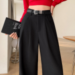 Kevadised naiste elegantsed minimalistlikud vabad p&uuml;ksid, k&otilde;rge v&ouml;&ouml;kohaga laia s&auml;&auml;rega naiste t&auml;isp&uuml;ksid XS must