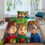 Peen 3D multifilmikujundusega Alvin ja k&auml;bikud Voodipesukomplekt Tekikott Tekk Voodi Noortele Lastele T&uuml;drukutele Poistele Kingitus 135x200cm