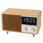 2-in-1 Vintaažne kellraadio, Kaasaskantav FM-raadio Bluetooth-k&otilde;lariga, Kaks &auml;ratust, 1800 mAh aku, Automaatne otsing &uuml;he kl&otilde;psuga, Puidust retrodekoor