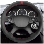 Mercedes-Benz W204 C-klassi 2007-2010 C300 C230 C280 C180 C260 C200 jaoks Must K&auml;sitsi &otilde;mmeldud seemisnahast autojuhtimiskangi kate Black Thread