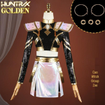 Kpop Monster Hunter N&otilde;ia Grupi Cosplay: Rumi Anime, Zoe Laulmine, Mira Must & Kuldne Kost&uuml;&uuml;m Adult S black