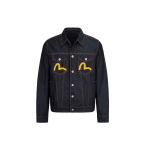 Evisu Kull ja Isikup&auml;rane Slogan Tr&uuml;kitud Denim Jakk Meeste jakid Must 2EAEPM1DJ722XXCT S black