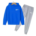 Moodne vabaaja 1977 poiste ja t&uuml;drukute 2-osaline komplekt Treening&uuml;likond Laste kapuutsiga spordikost&uuml;&uuml;m Laste kapuutsiga dressipluus Topp+P&uuml;ksid Streetwear 150 gray
